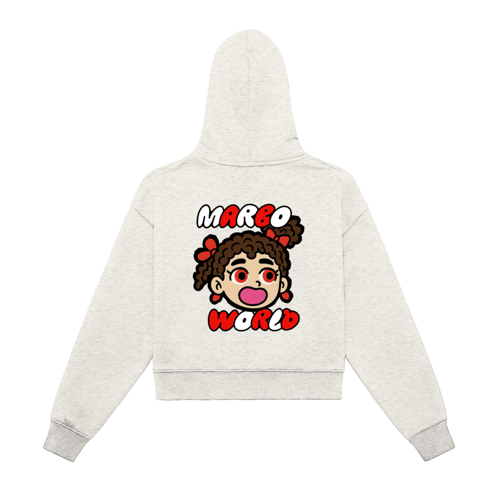 Fleeced Zip-Up Cropped Hoodie