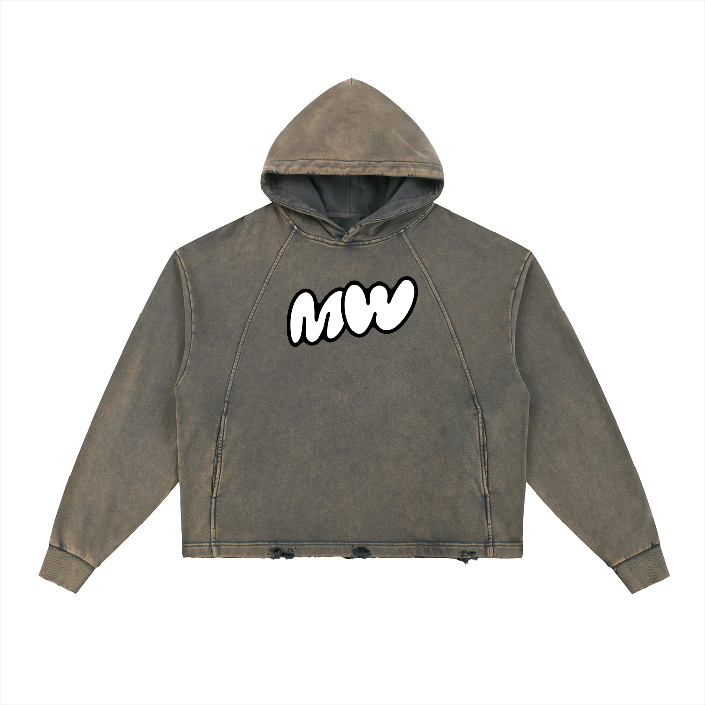 Vintage Washed Frayed-Hem Hoodie