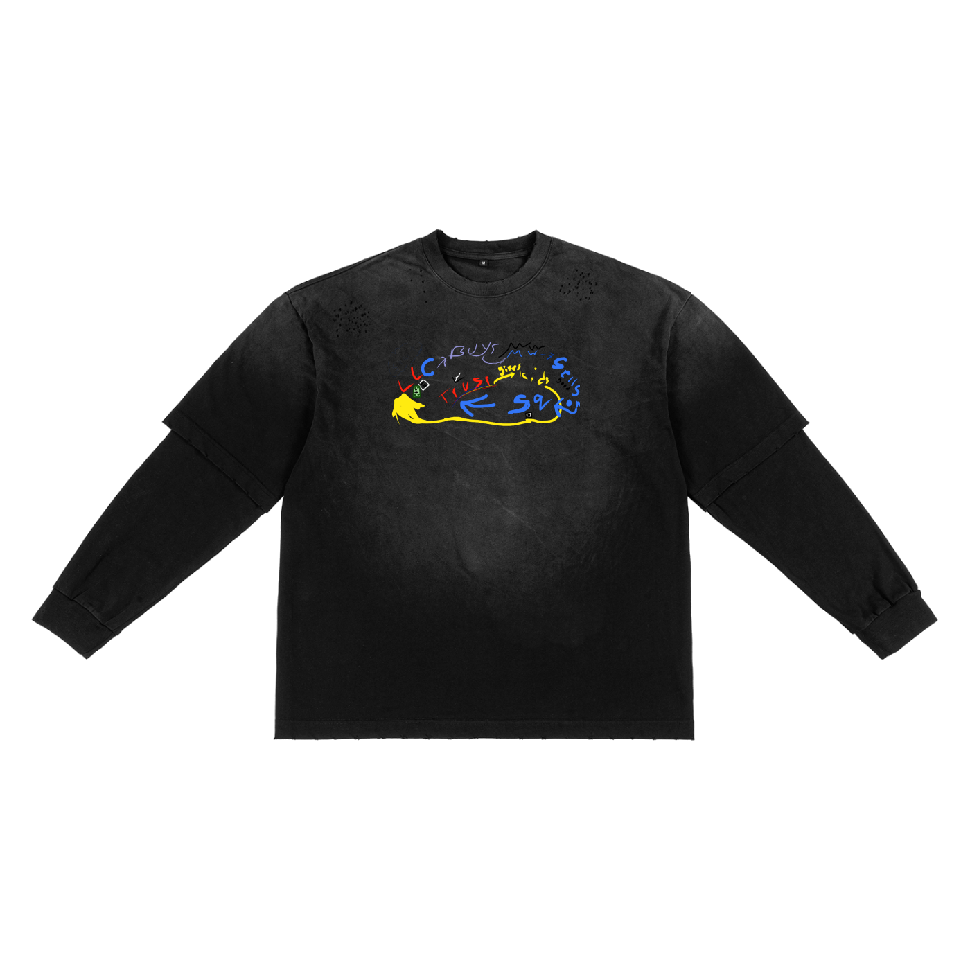 Sunfade Hand-Frayed Faux Two-Piece T-Shirt