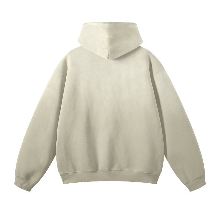 tan Streetwear Washed Dyed Fleece Hoodie