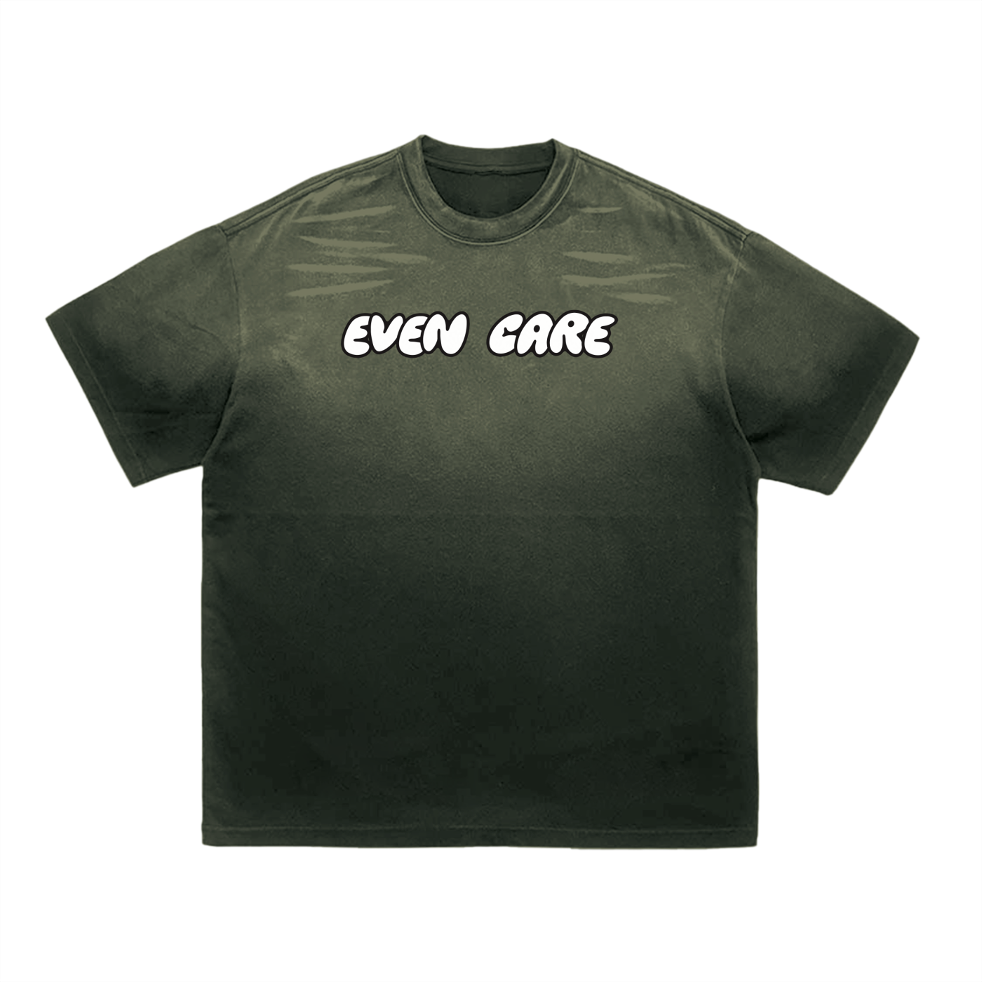 EVEN CARE Vintage Washed Tiger Stripes Dyed Gradient T-Shirt - 250 GSM