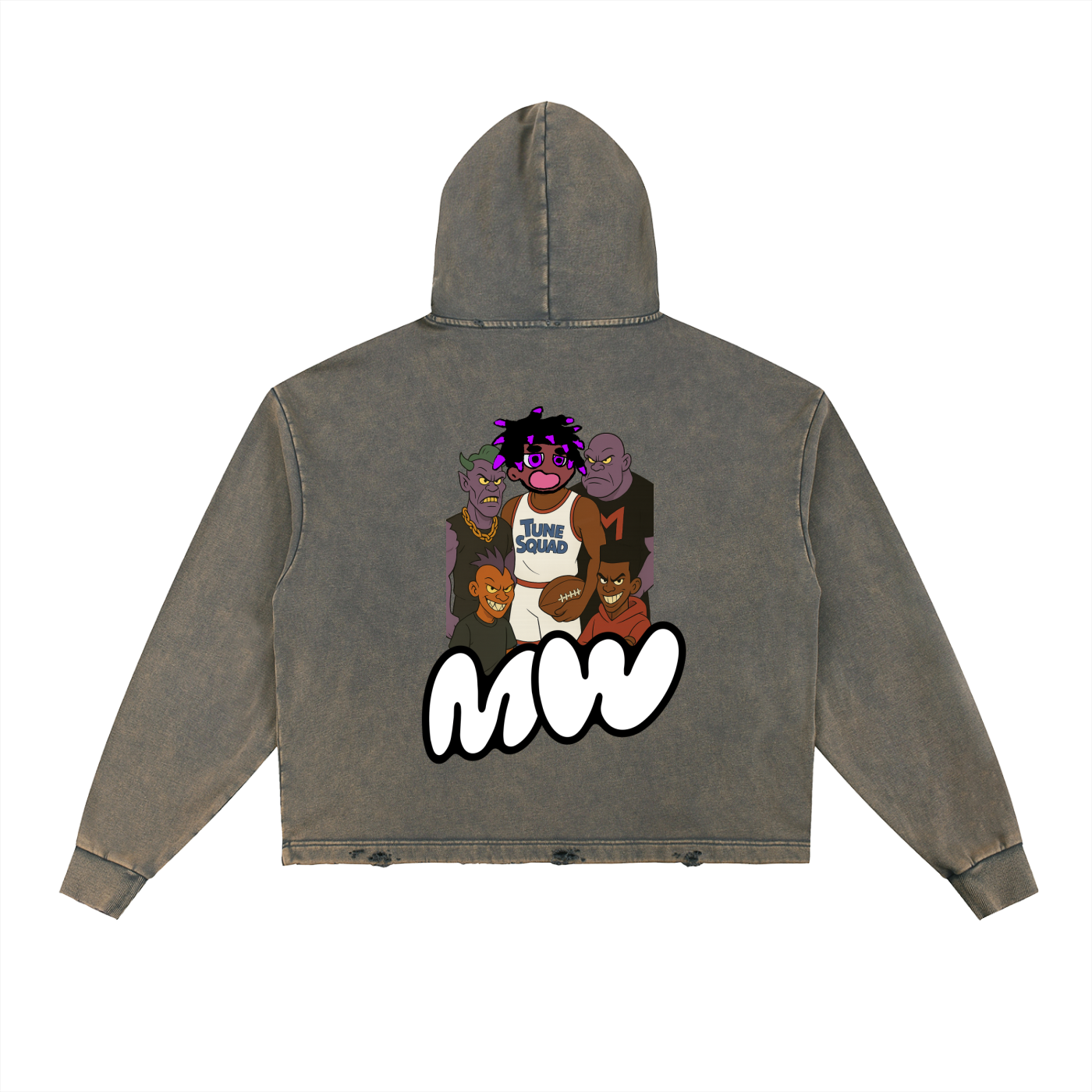 Vintage Washed Frayed-Hem Hoodie