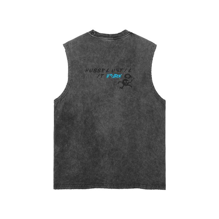 Streetwear Unisex Snow Washed Frayed Hem Tank Top