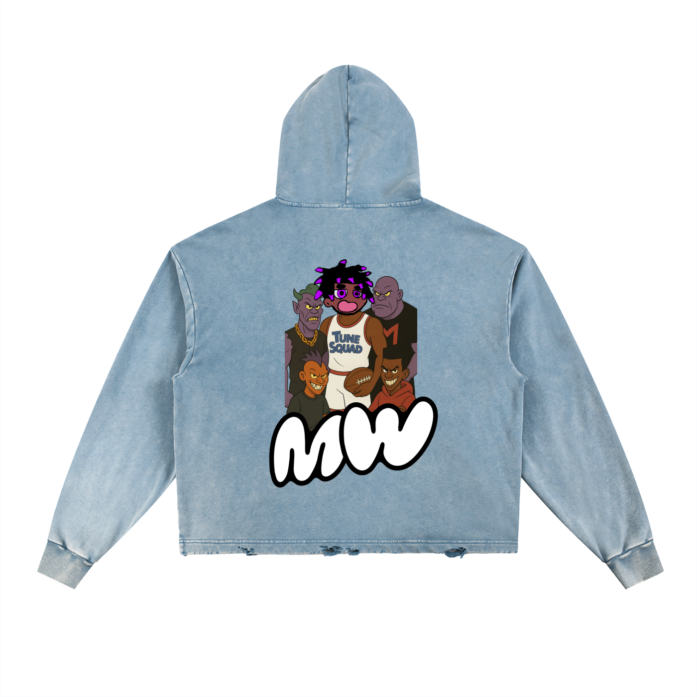 Vintage Washed Frayed-Hem Hoodie