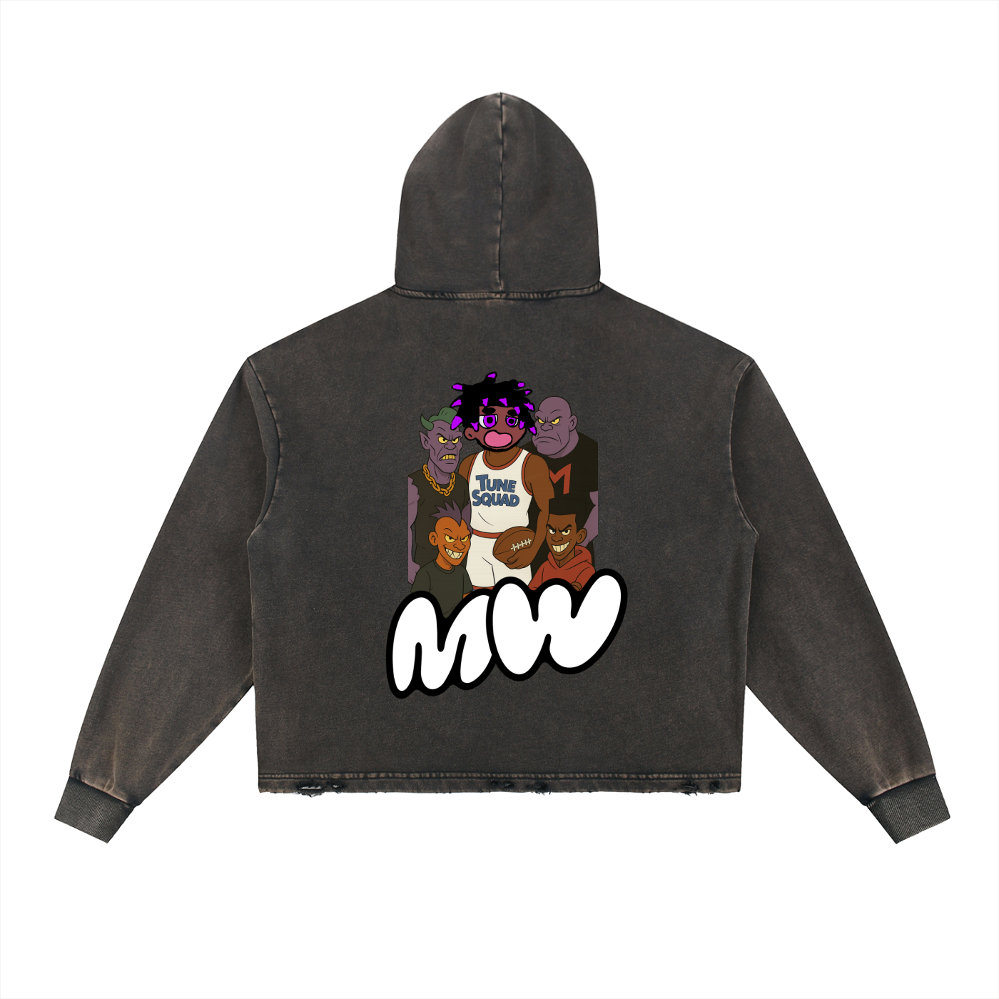 Vintage Washed Frayed-Hem Hoodie