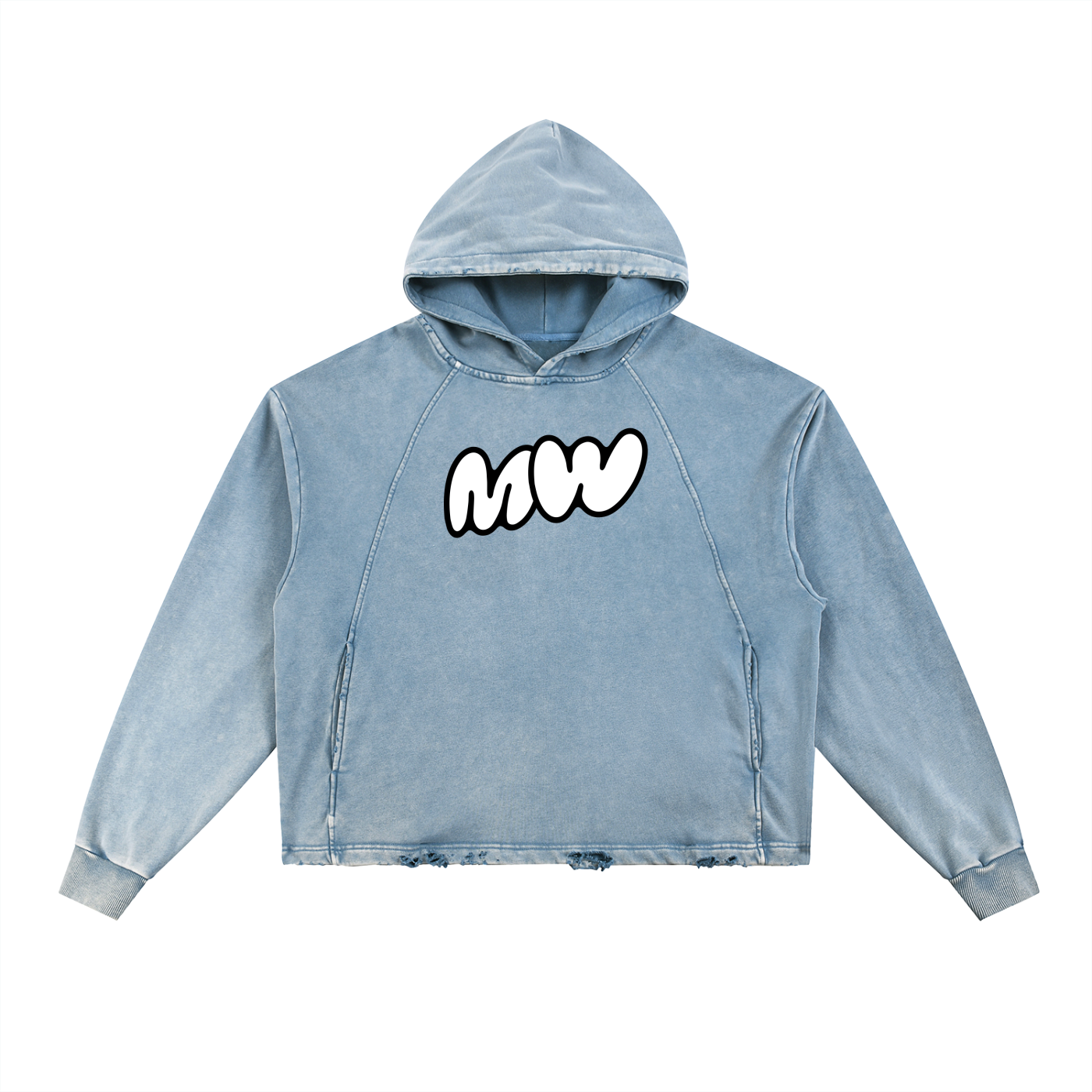 Vintage Washed Frayed-Hem Hoodie