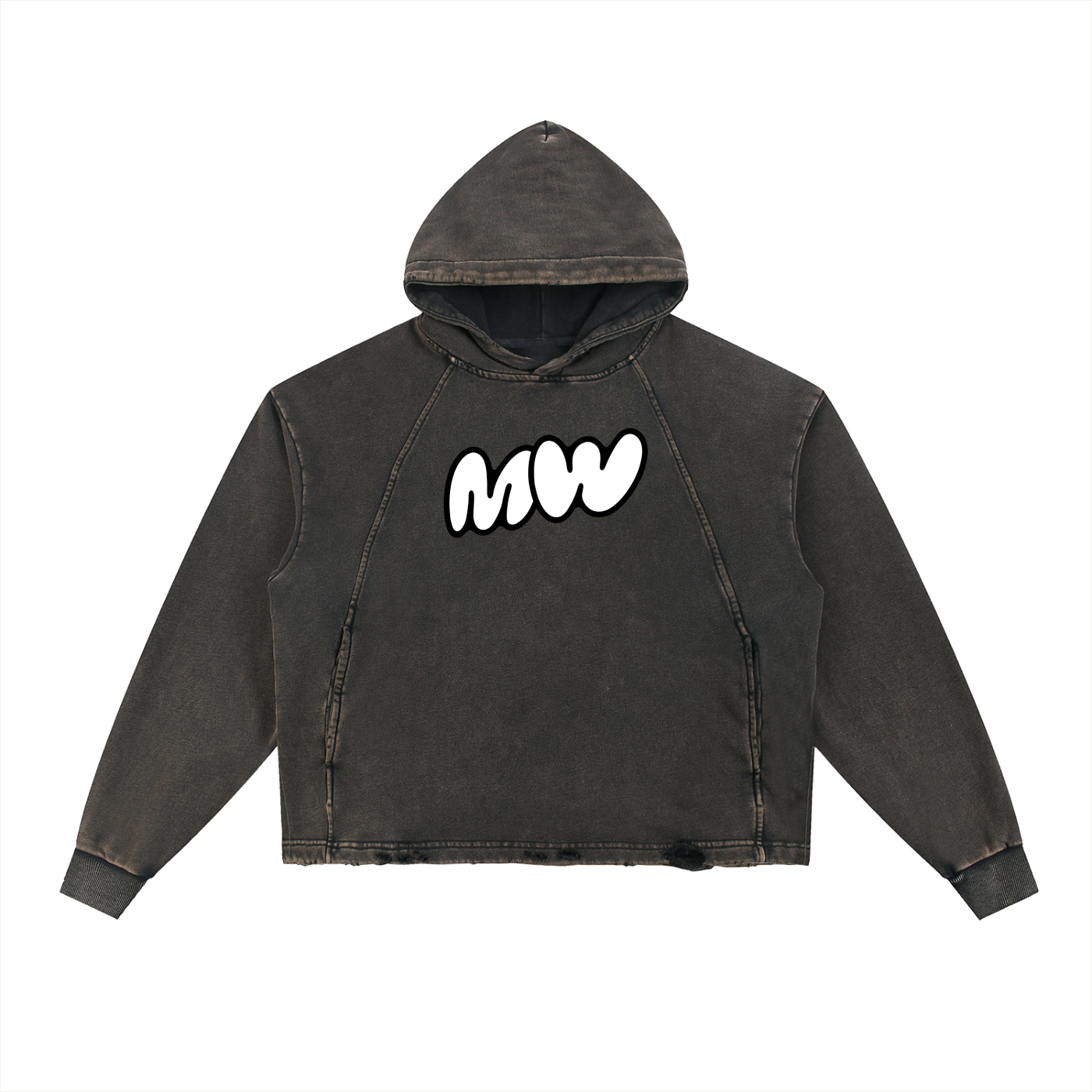 Vintage Washed Frayed-Hem Hoodie