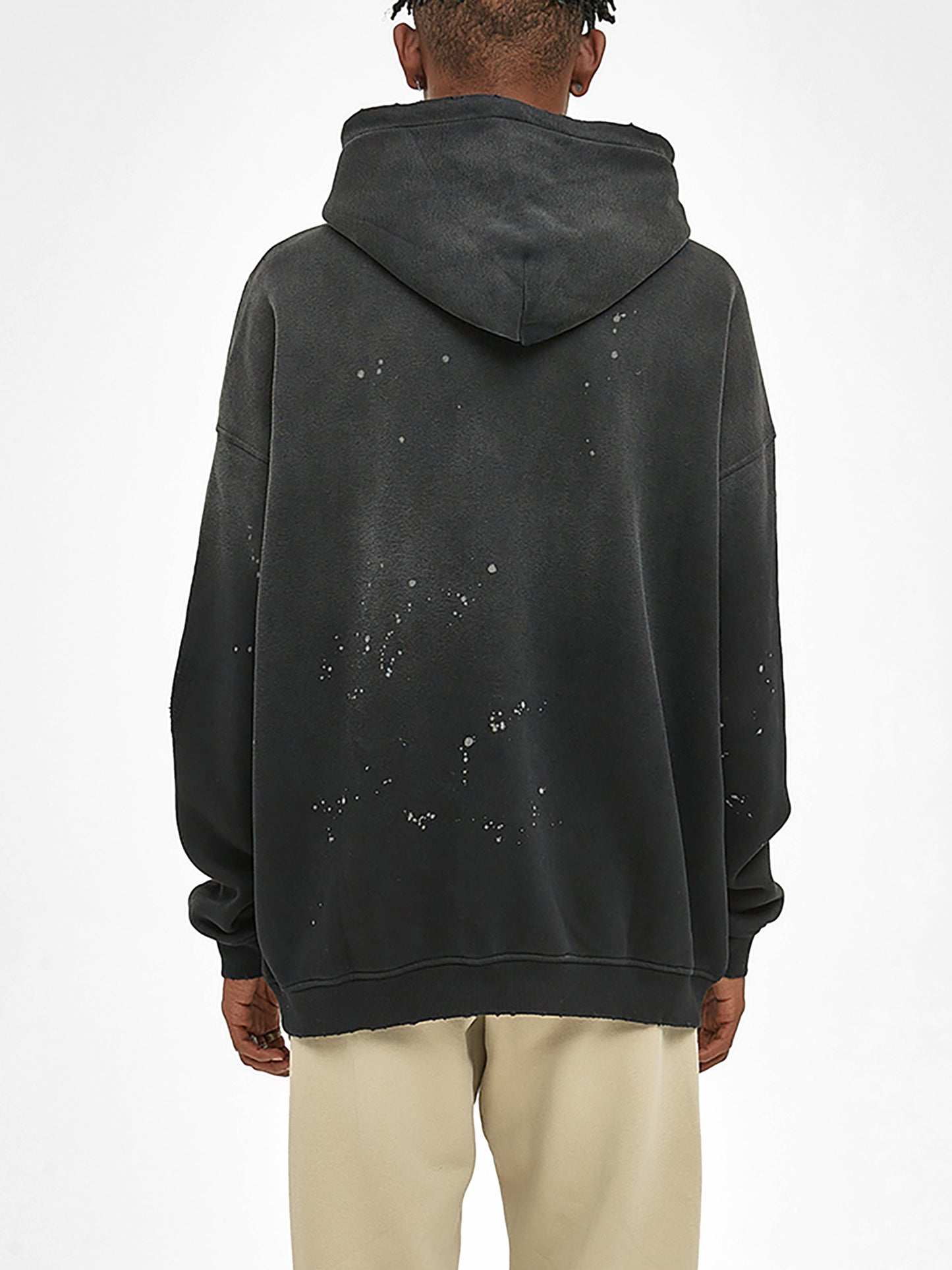 Vintage Wash Frayed Fleece Hoodie - 360 GSM